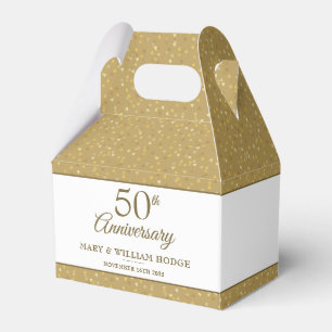50th Anniversary Gold Heart Confetti Wedding Photo Favour Box