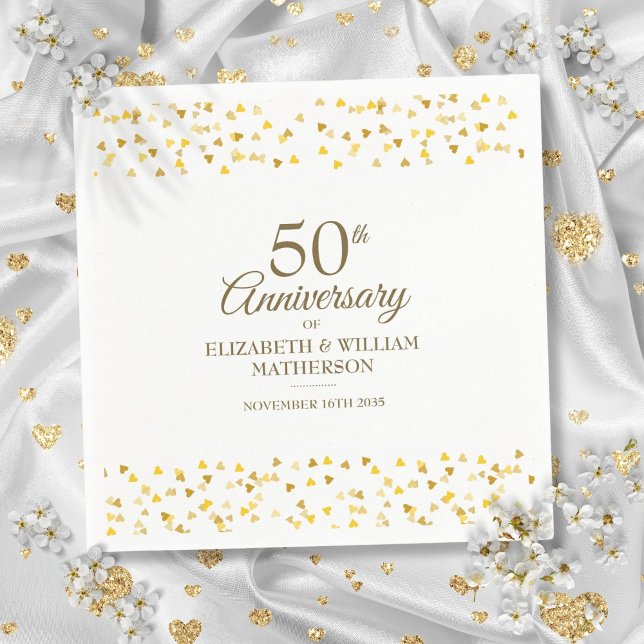 50th Anniversary Gold Love Hearts Confetti  Napkin (50th Anniversary Gold Love Hearts Confetti Napkins)