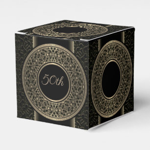 50th Anniversary Gold Medallion Cube Favour Box