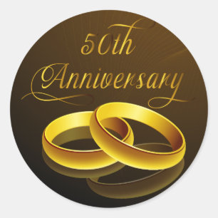 50th Anniversary   Gold Script Classic Round Sticker