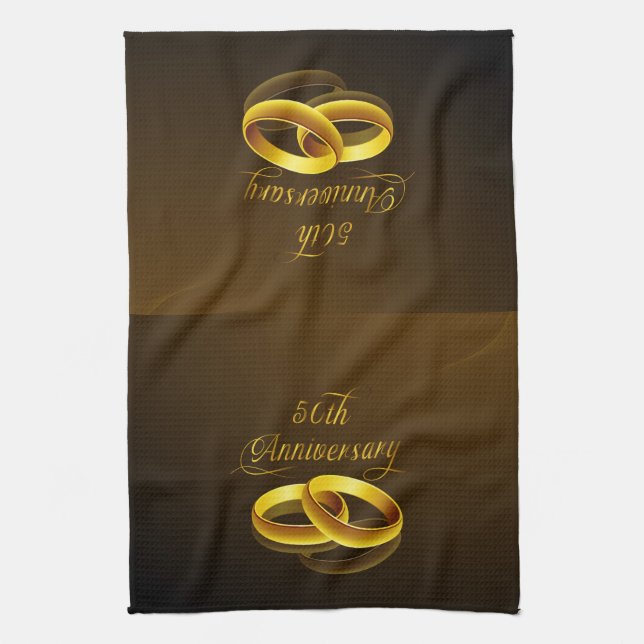 50th Anniversary | Gold Script Tea Towel (Vertical)