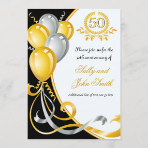 50th Anniversary Gold & Silver Birthday Invitation