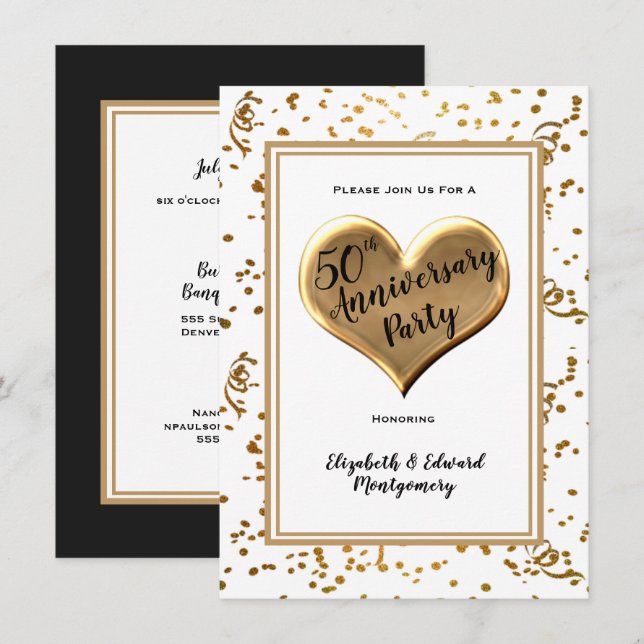 50th Anniversary Gold Sparkle - Party Invitation (Front/Back)