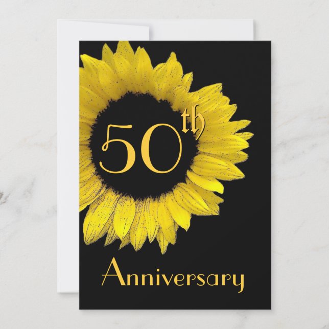 50th Anniversary Gold Sunflower Invitation (Front)