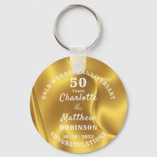 50th Anniversary Gold Wedding Gift Personalised Key Ring