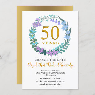 50th Anniversary Golden Floral Change the Date