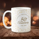 50th Anniversary Golden Hearts Coffee Mug<br><div class="desc">Designed to coordinate with our 50th Anniversary Golden Hearts collection. Featuring delicate golden hearts. Personalise with your special fifty years golden anniversary information in chic gold lettering. Designed by Thisisnotme©</div>
