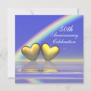 50th Anniversary Golden Hearts Invitation
