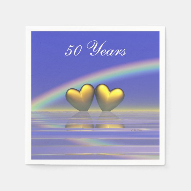 50th Anniversary Golden Hearts Napkin (Front)