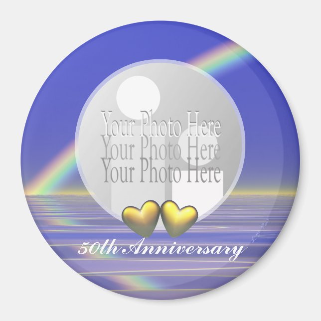 50th Anniversary Golden Hearts (photo frame) Magnet (Front)