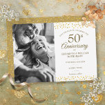 50th Anniversary Golden Hearts Save the Date Photo Announcement<br><div class="desc">Featuring delicate gold hearts confetti,  you can personalise with your special photo and fifty years golden anniversary save the date information in chic lettering. Designed by Thisisnotme©</div>