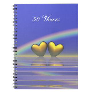 50th Anniversary Golden Hearts Spiral Notebook