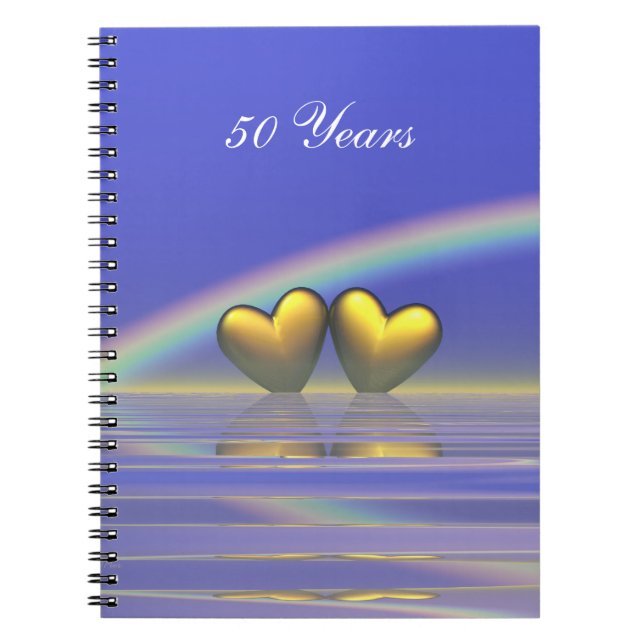 50th Anniversary Golden Hearts Spiral Notebook (Front)