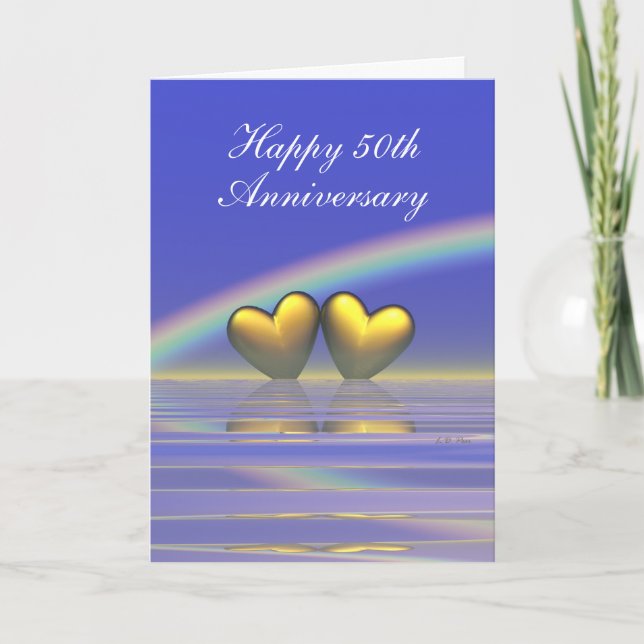 50th Anniversary Golden Hearts (Tall) Card (Front)