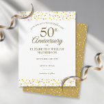 50th Anniversary Golden Love Hearts Save the Date Postcard<br><div class="desc">Featuring delicate gold love hearts confetti. Personalise with your special fifty years golden anniversary save the date information in chic lettering. Designed by Thisisnotme©</div>