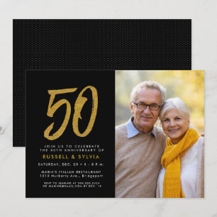 50th anniversary golden photo party invitation