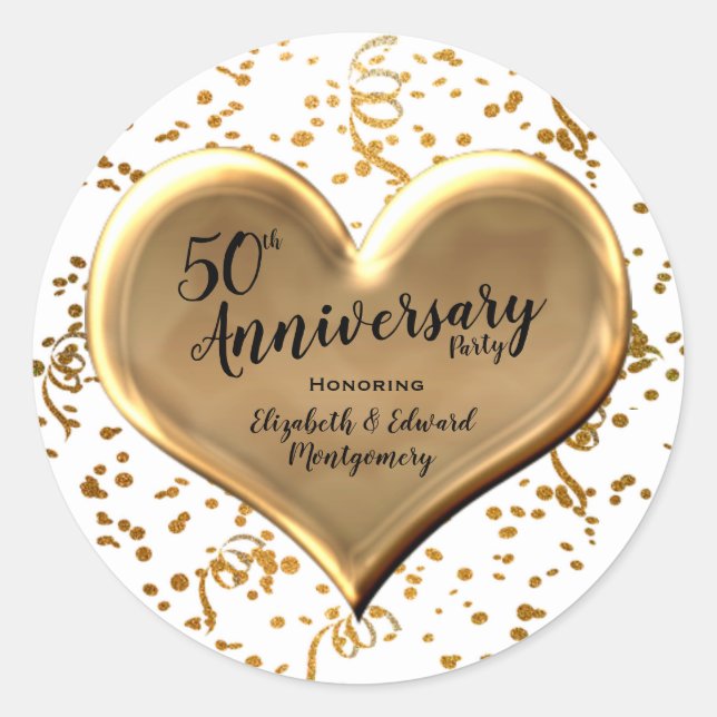 50th Anniversary - Golden Sparkle - Round Sticker (Front)