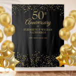 50th Anniversary Golden Wedding Black Tapestry<br><div class="desc">Featuring delicate gold hearts confetti this 50th golden wedding anniversary photo booth backdrop will add fun and memories to your celebration event. Designed by Thisisnotme©</div>