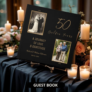 50th Anniversary Guest Book – Elegant Black and Go