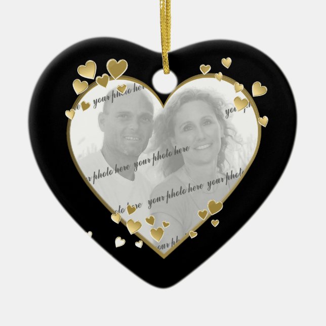 50th Anniversary Heart Photo Keepsake Ceramic Tree Decoration (Front)