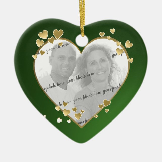 50th Anniversary Heart Photo Keepsake Ceramic Tree Decoration (Front)
