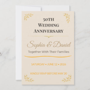 50th Anniversary Invitation Elegant Gold Keepsak