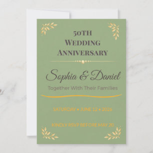 50th Anniversary Invitation Elegant Gold Romance