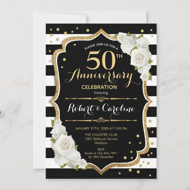50th Anniversary Invitation - Gold Black (Front)