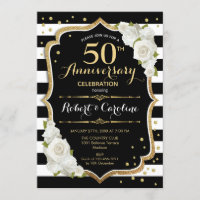 50th Anniversary Invitation - Gold Black
