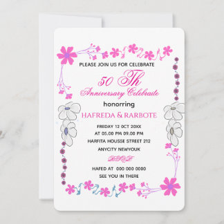 50th Anniversary Invitation, Greenery Wedding Anni Invitation