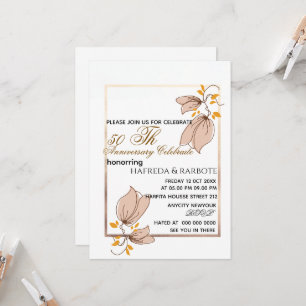 50th Anniversary Invitation, Greenery Wedding Anni Invitation