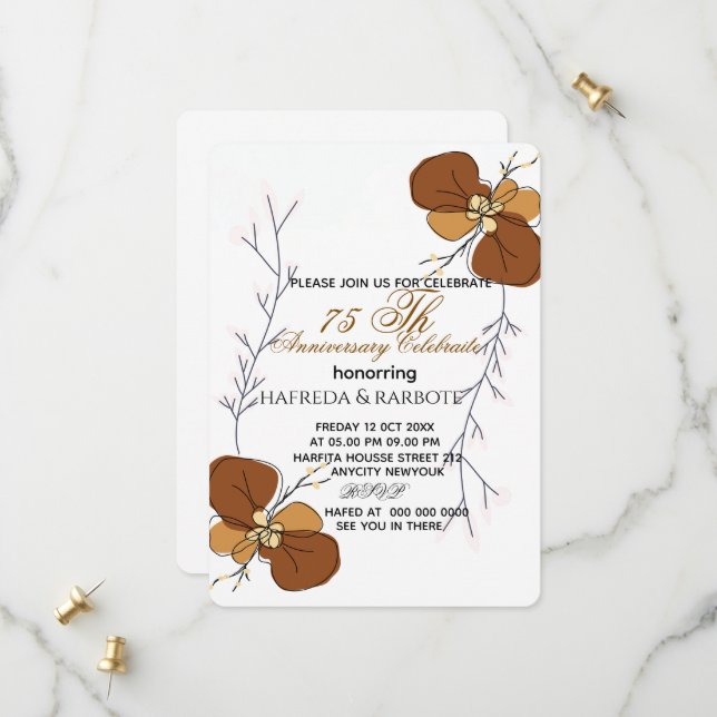50th Anniversary Invitation, Greenery Wedding Anni Save The Date (Front/Back In Situ)