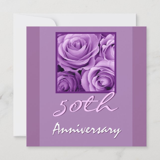 50th Anniversary Invitation Lavender Purple Rose (Front)