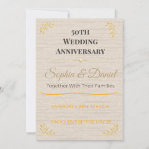 50th Anniversary Invite Elegant Gold Celebration
