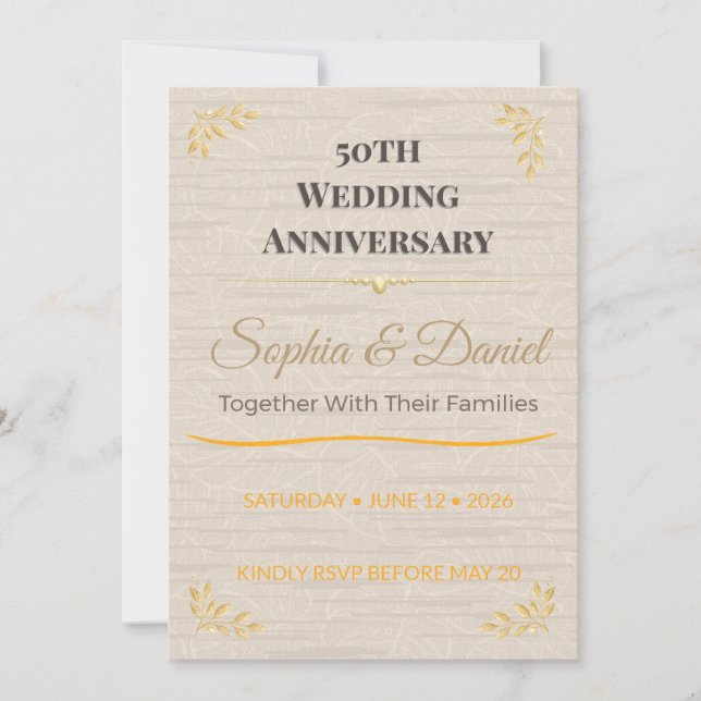 50th Anniversary Invite | Elegant Gold Celebration (Front)