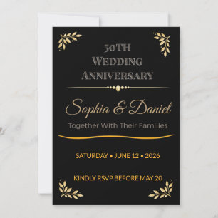 50th Anniversary Invite Elegant Gold Celebration