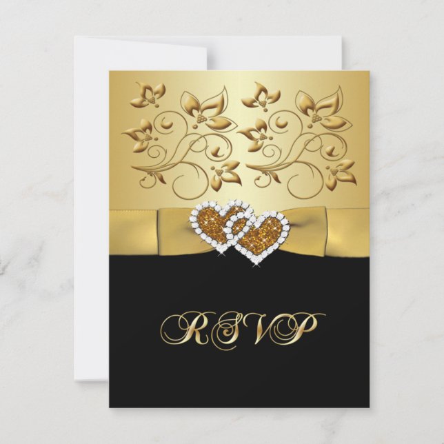50th Anniversary Joined Hearts 2 Wedding RSVP Card (Front)