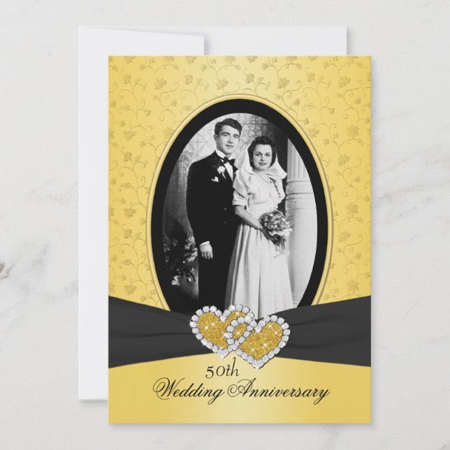 50th Anniversary Joined Hearts II Invitation (Front)