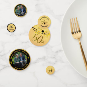 50th Anniversary Lovebirds Photo Template Confetti