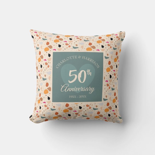 50th Anniversary Modern Retro Throw Pillow (Front)