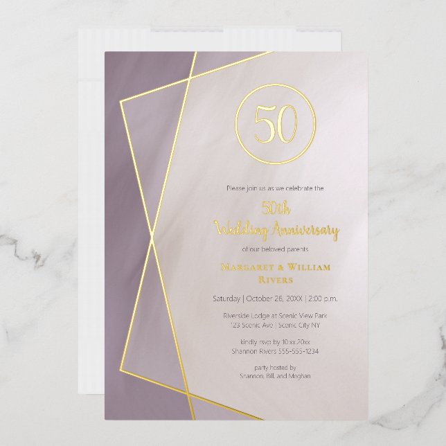 50th anniversary muted plum with gold (Envelope)