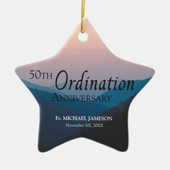 50th Anniversary of Ordination Congratulations Ceramic Tree Decoration (Front)