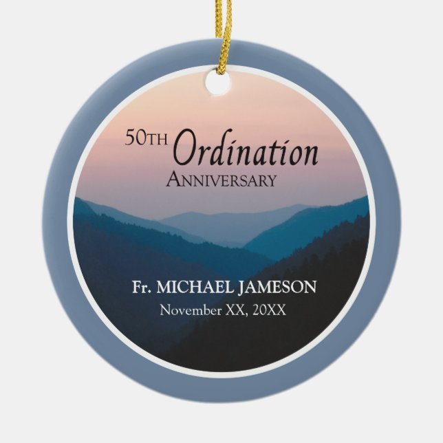 50th Anniversary of Ordination Congratulations Ceramic Tree Decoration (Front)