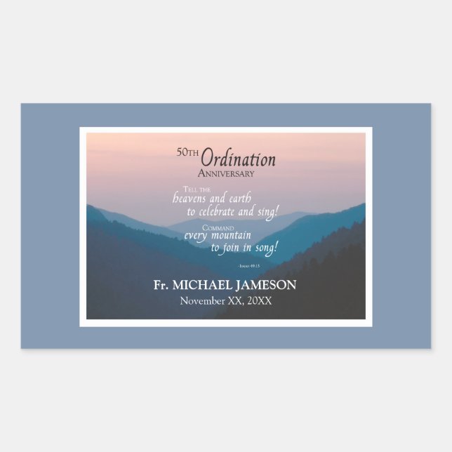 50th Anniversary of Ordination Congratulations Rectangular Sticker (Front)