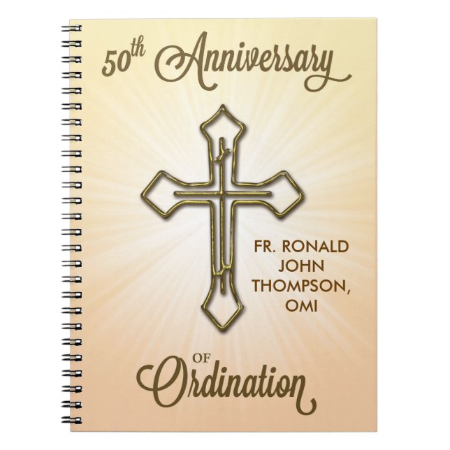 50th Anniversary of Ordination, Gold Cross on Star Notebook (Front)