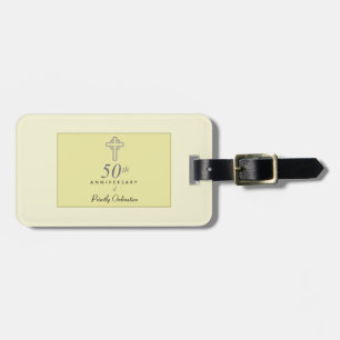 50th Anniversary of Priest with Embossed Cross Luggage Tag