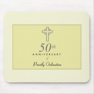 50th Anniversary of Priest with Embossed Cross Mouse Pad