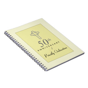 50th Anniversary of Priest with Embossed Cross Spiral Notebook