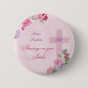 50th Anniversary of Religious Life Catholic Nun 6 Cm Round Badge
