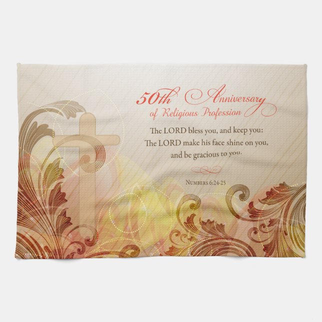 50th Anniversary of Religious Profession, Nun Tea Towel (Horizontal)